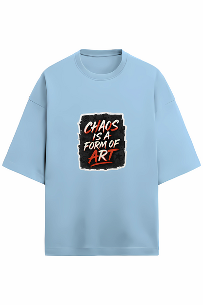 Chaos Is a Form of Art Men’s Terry Oversized T-Shirt – 280 GSM | Street Art Graphic | Cotton Poly Blend | Drop Shoulder | Unisex Fit