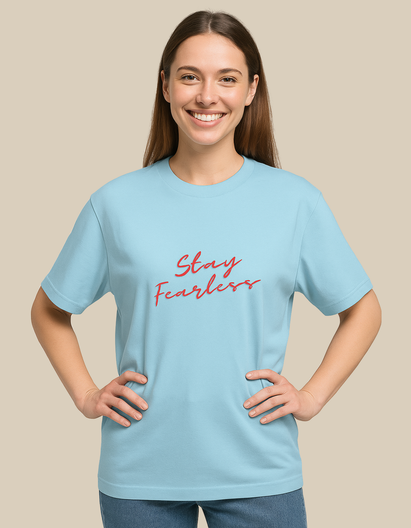 Unisex Oversized Classic T-Shirt – Stay Fearless Print | 240 GSM 100% Cotton, Bio-Washed, Super Combed