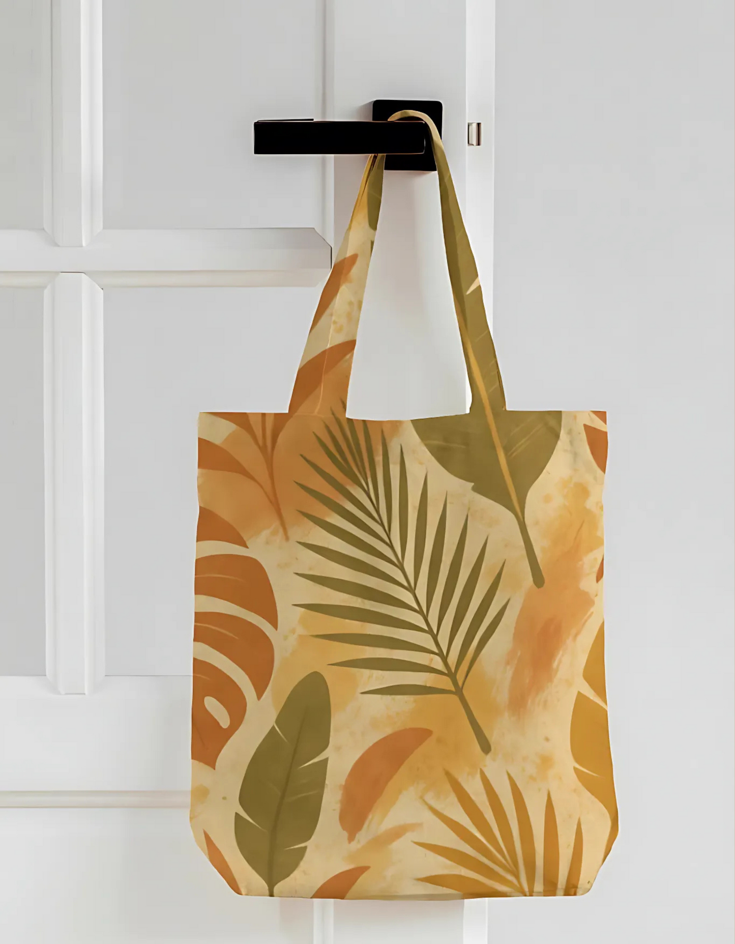 Tropical Leaf Print AOP Zipper Tote Bag – 250 GSM Canvas, OEKO-TEX Certified, Fade-Proof & Stylish