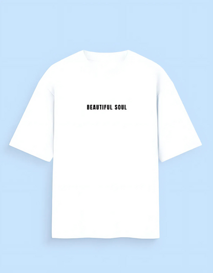 Unisex Oversized Fit 100% Cotton T-Shirt – Beautiful Soul Bold Typography Print | 180 GSM, Pre-Shrunk, Street Style Tee