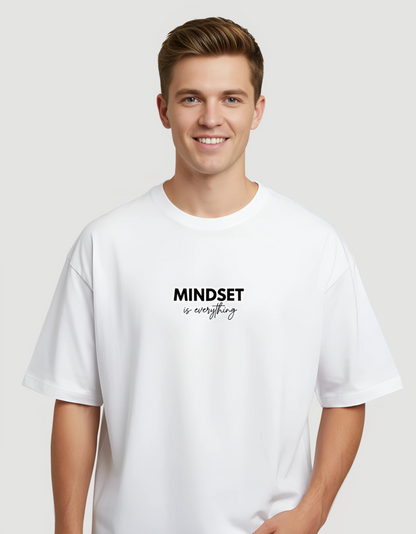 Unisex Terry Oversized Tee – Drop Shoulder, 260 GSM Cotton Blend, “Mindset is Everything” Print