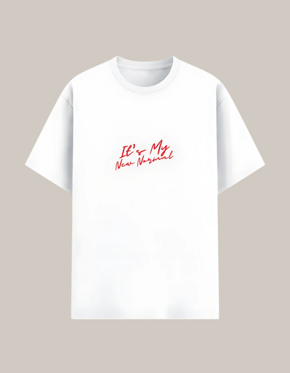 Unisex Basic Tee – “It’s My New Normal” Slogan Print | 180 GSM | Recycled Poly-Cotton | Bio-Washed | Eco-Friendly Fit