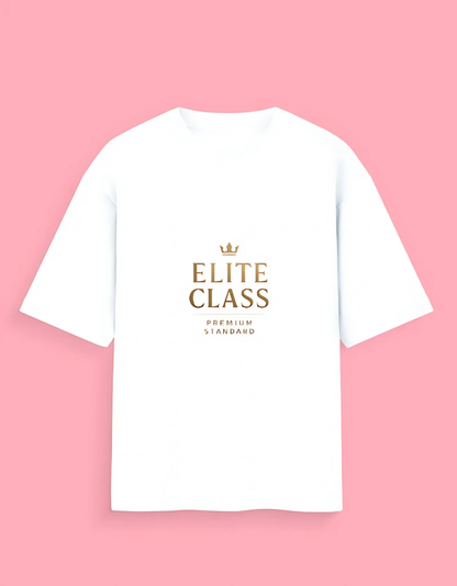 Unisex Oversized T-Shirt – “Elite Class” Premium Gold Text Design | 180 GSM, 100% Cotton, Streetwear Fit
