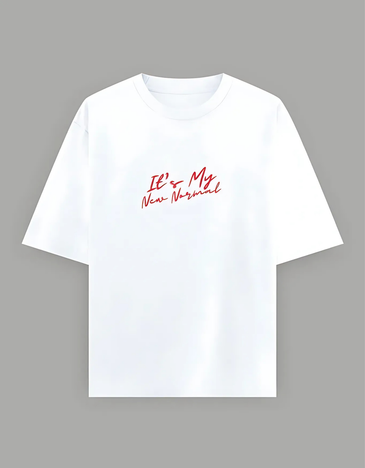 Unisex Oversized T-Shirt – “It’s My New Normal” Slogan Print | 240 GSM | 100% Super Combed Cotton | Bio-Washed | Streetwear Fit