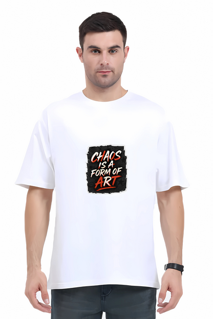 Chaos Is a Form of Art Men's Oversized T-Shirt – 180 GSM | 100% Cotton | Artistic Streetwear | Unisex Regular Fit