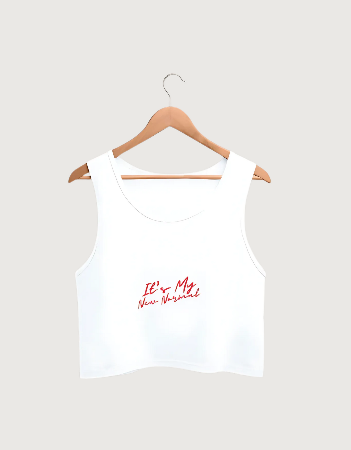 Women’s White Cotton Crop Tank – “It’s My New Normal” Printed Design | 100% Super Combed Cotton | Regular Fit