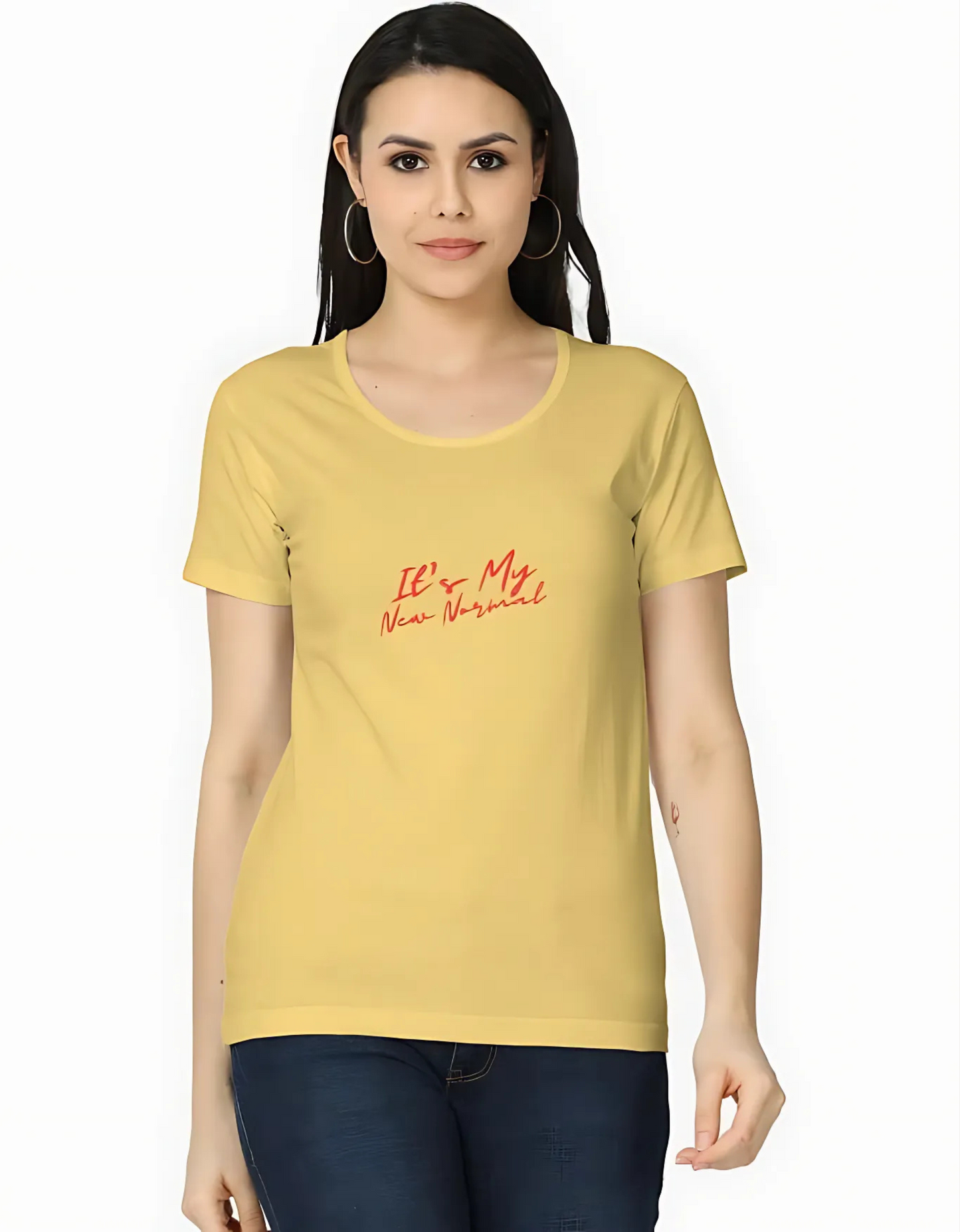 Women’s Classic Black T-Shirt – “It’s My New Normal” Graphic Print | 100% Super Combed Cotton | 180 GSM | Regular Fit